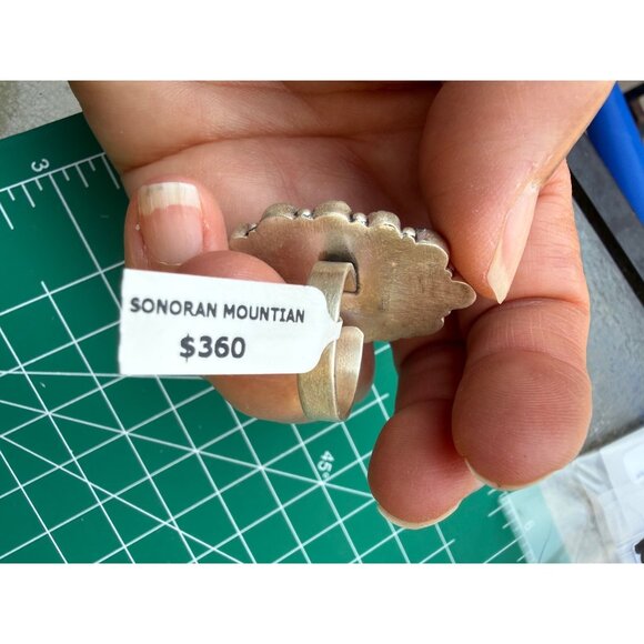 Artisan Sonoran Mountain Turquoise Sterling Silver Cluster Statement Ring Adjust - Picture 6 of 12